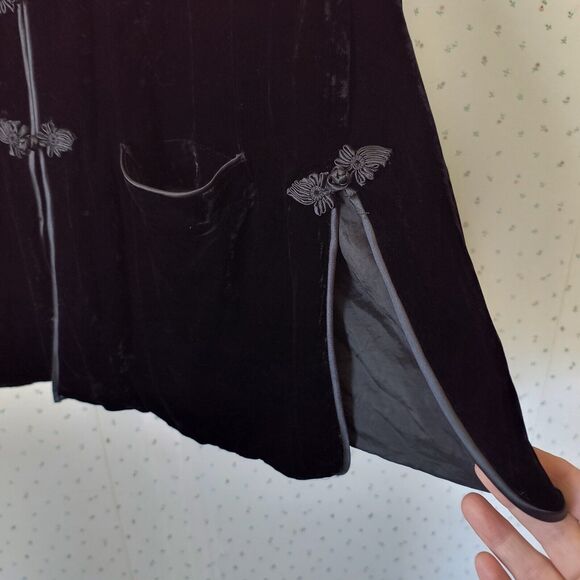 Vintage Shira Leah Velvet Silk Blazer Black Asian Size Medium Burnout Witchy - Picture 8 of 12
